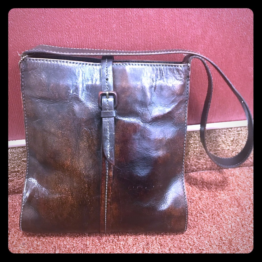 Genuine dark leather hand dyed FOSSIL brand